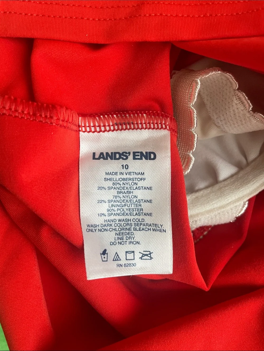 Lands' End Red Swim Top with Built-In Underwire Bra